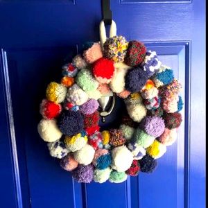 Anthropologie Pom Pom Christmas Wreath